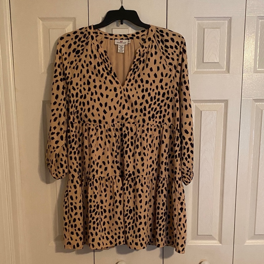 Vineyard Vines Black and Tan Mini Dress